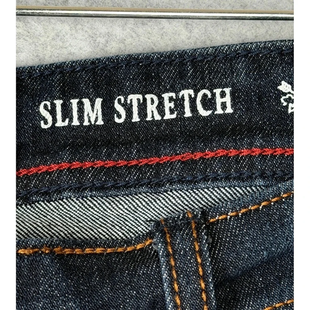 MBX Mens Slim Stretch Jeans W34 L30 Dark Blue Denim 5 Pocket